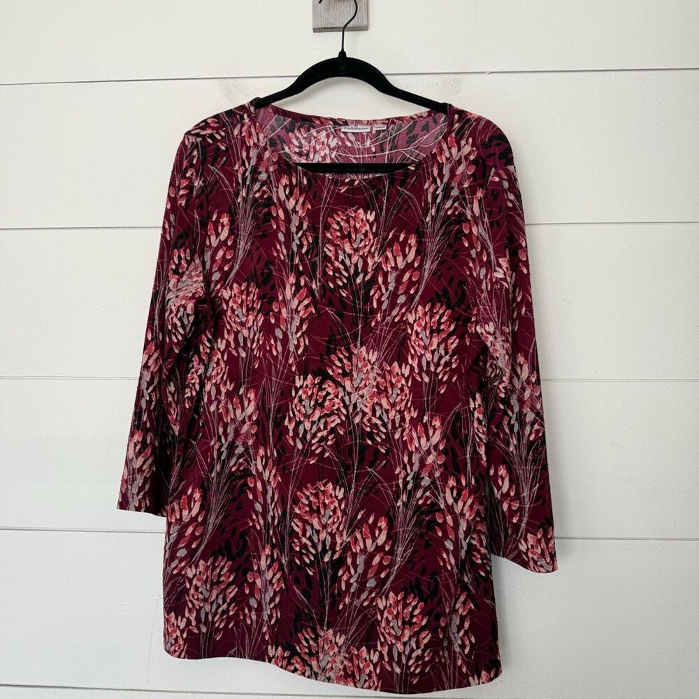 Croft & Barrow Womenโs Large Magenta Floral Top Blouse